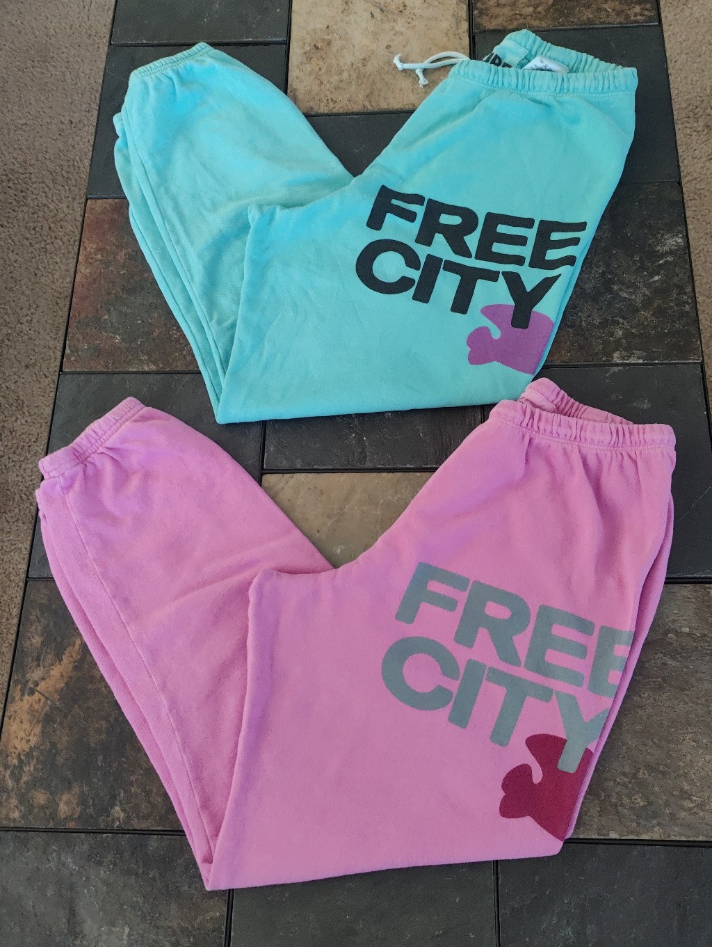 2 Pairs Free City Pink /Red And Blue/Purple Sweatpants Joggers Size Xs